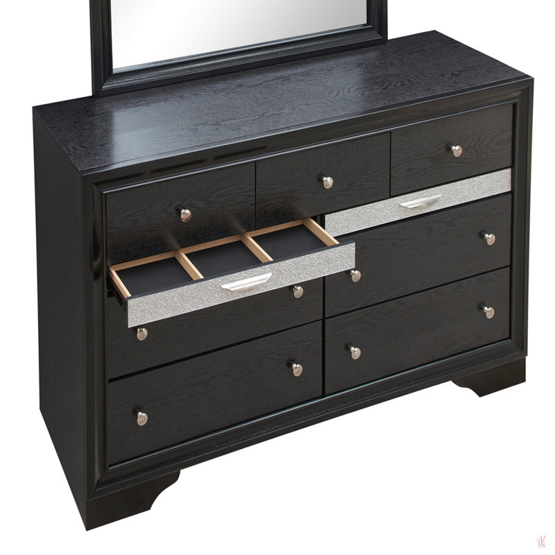 Commode double 7 tiroirs Ilene, Noir