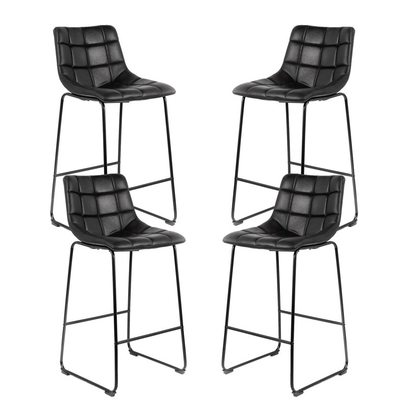 Ensemble de 4 tabourets de bar en similicuir Firmina, Noir rustique