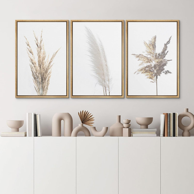Fleurs sauvages 3 pièces, Naturel, H 24 po x l 16 po x P 1,5 po