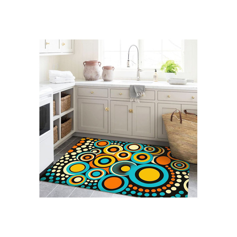 Tapis décoratif multicolore lavable à la machine Sun, Sous-tapis rectangulaire de 3 pi 3 po x 4 pi 11 po