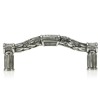 3-1/2” C TO C NANTUCKET PULL; CLEAR CRYSTAL BURNISH SILVER FINISH