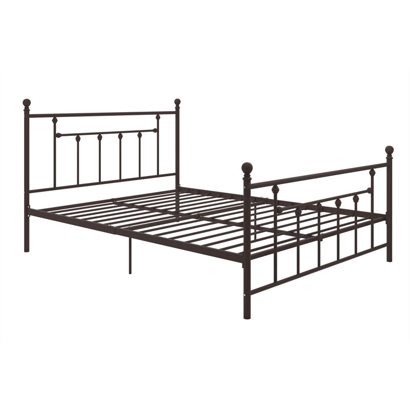 Aracieo Metal Slat Headboard Design Bed, King, Bronze