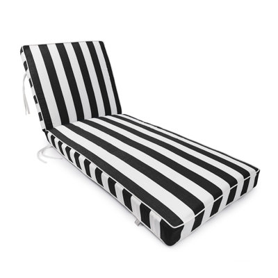 Sherry Kine's "Designer's Choice" Reversible Cabana Stripe Luxury Outdoor Chaise Lounge Replacement Cushion, With Customized Cut, Contrast Cord, Water & Fade Resistant Fabric, Filled With: Thermal Bonded 100% White Polyester Fiber.