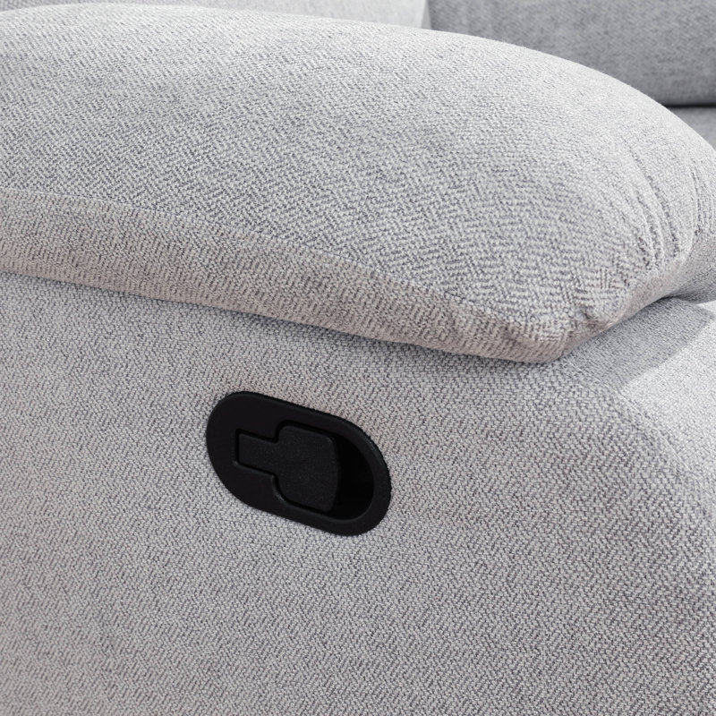 Ensemble de canapé inclinable 2 pièces en lin Brooklyn gris / blanc avec rangement pour console et porte-gobelets, 2