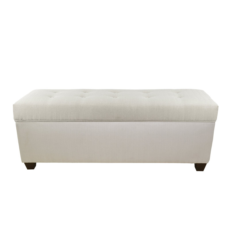 Hearns Polyester Blend Upholstered Storage Bench, Platinum
