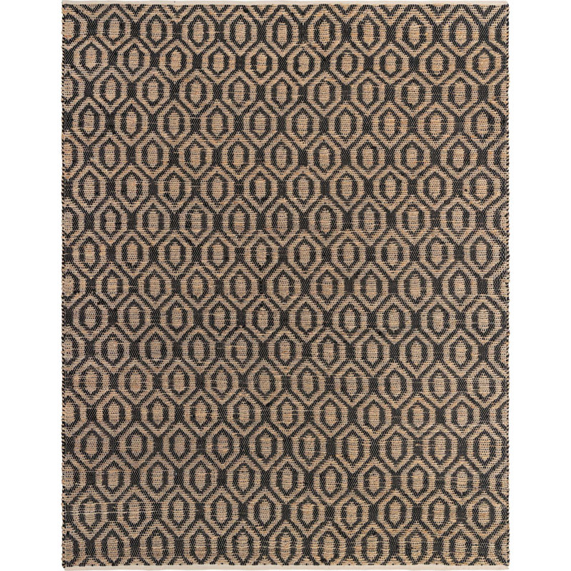 Tapis géométrique en jute / coton tissé à plat à la main Ameriya, Rectangle 9 pi x 12 pi