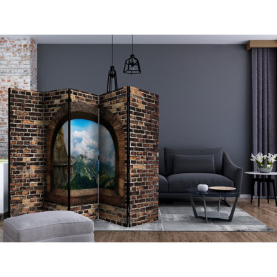 Bruder 225 cm W x 172 cm H 5 - Panel Solid Wood Folding Room Divider