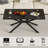 39.37" Rectangle Black Glass Coffee Table,Stylish Design With  Black Metal Legs, Coffee Table For Living Room-391103754-391103756