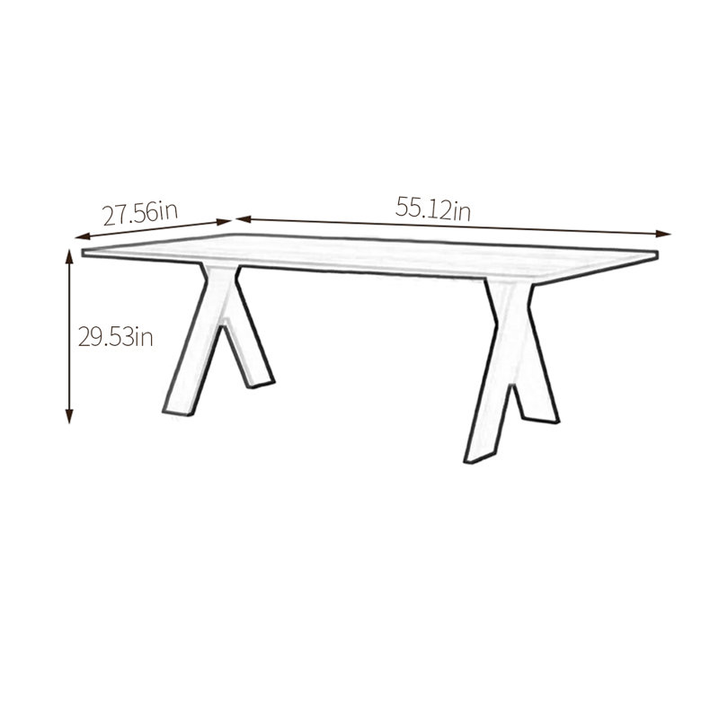 Menides Ash Solid Wood Dining Table, Burly Wood, 27.56" W x 55.12" L