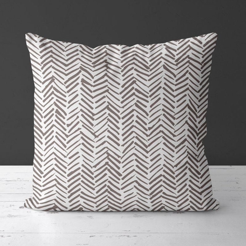 Housse de coussin carrée Simas, Taupe / Blanc