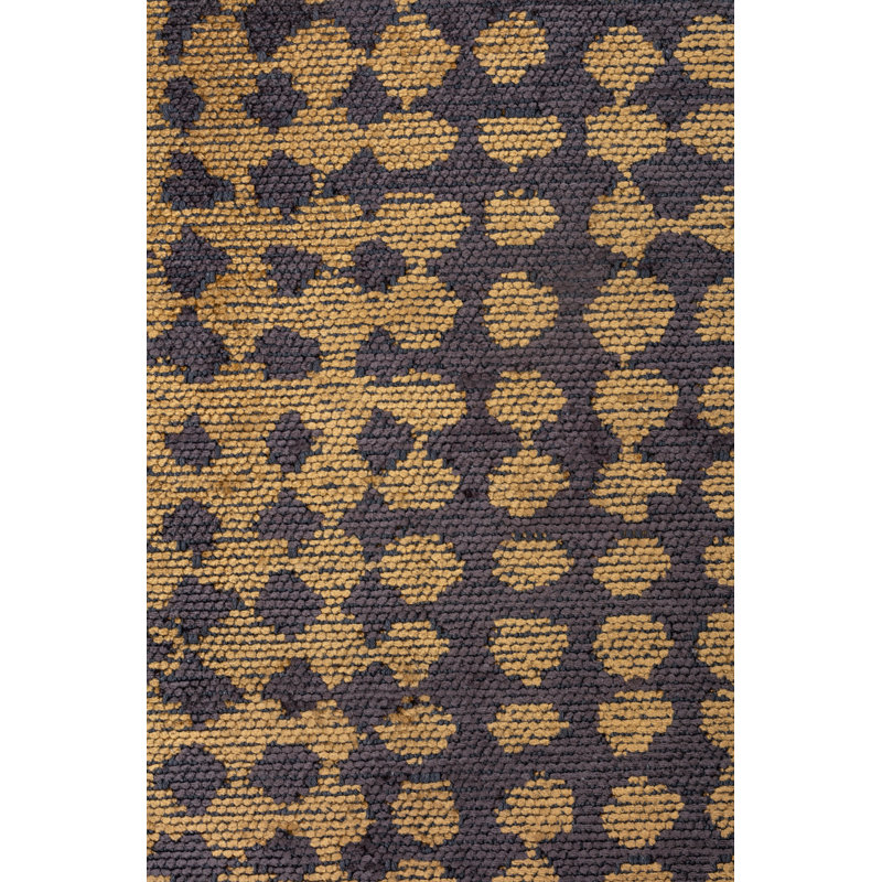 Rapture Black/Yellow Polka Dots Luxury Area Rug, Rectangle 7'10" x 9'10"