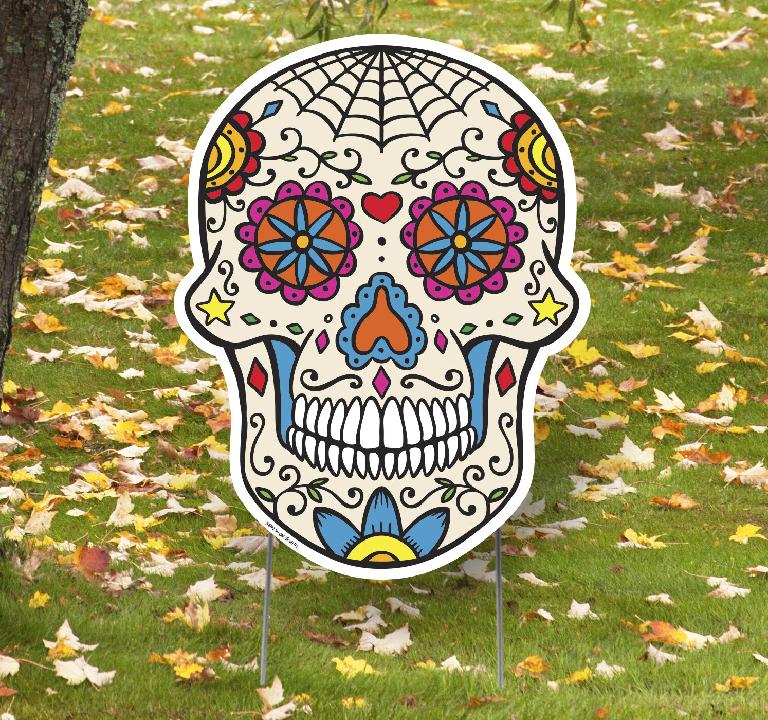 Colorful Sugar Floral Skull Skeleton Watercolor 1 Sticker