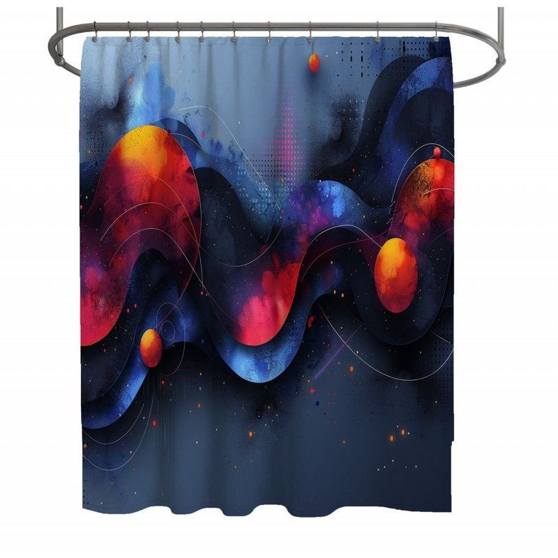 Cosmic Flow Abstract Yes Shower Curtain, 73"H x 70"W