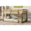 Lit superposé simple au-dessus d'un lit simple en bois massif et en bois d'hévéa massif avec échelle, plateformes de lit supérieures et inférieures fabriquées avec des lattes renforcées, naturel-946087604