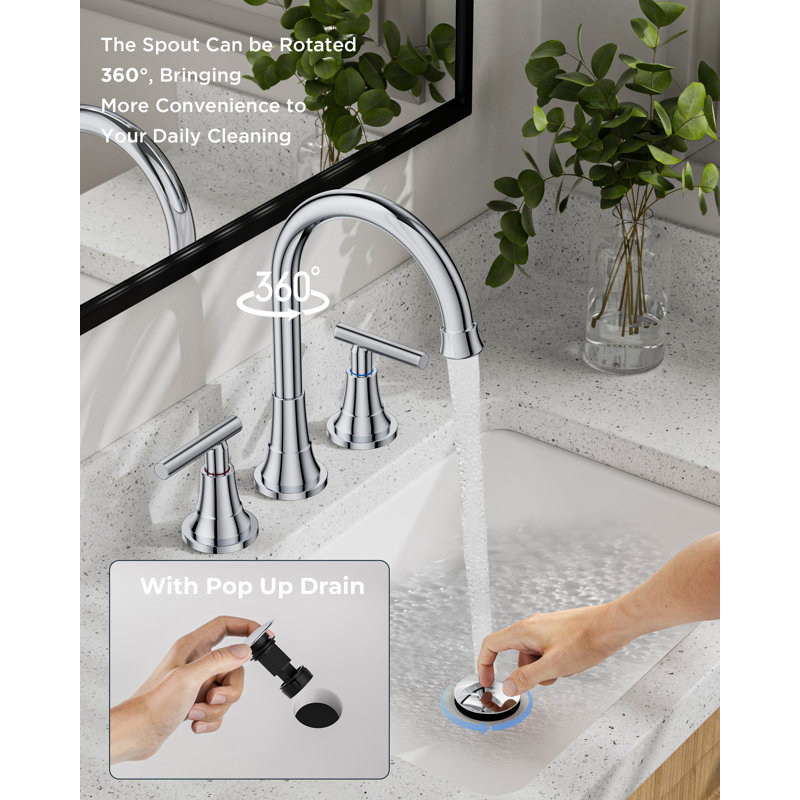 Widespread 2-handle Bathroom Faucet With Drain Assembly, Chrome