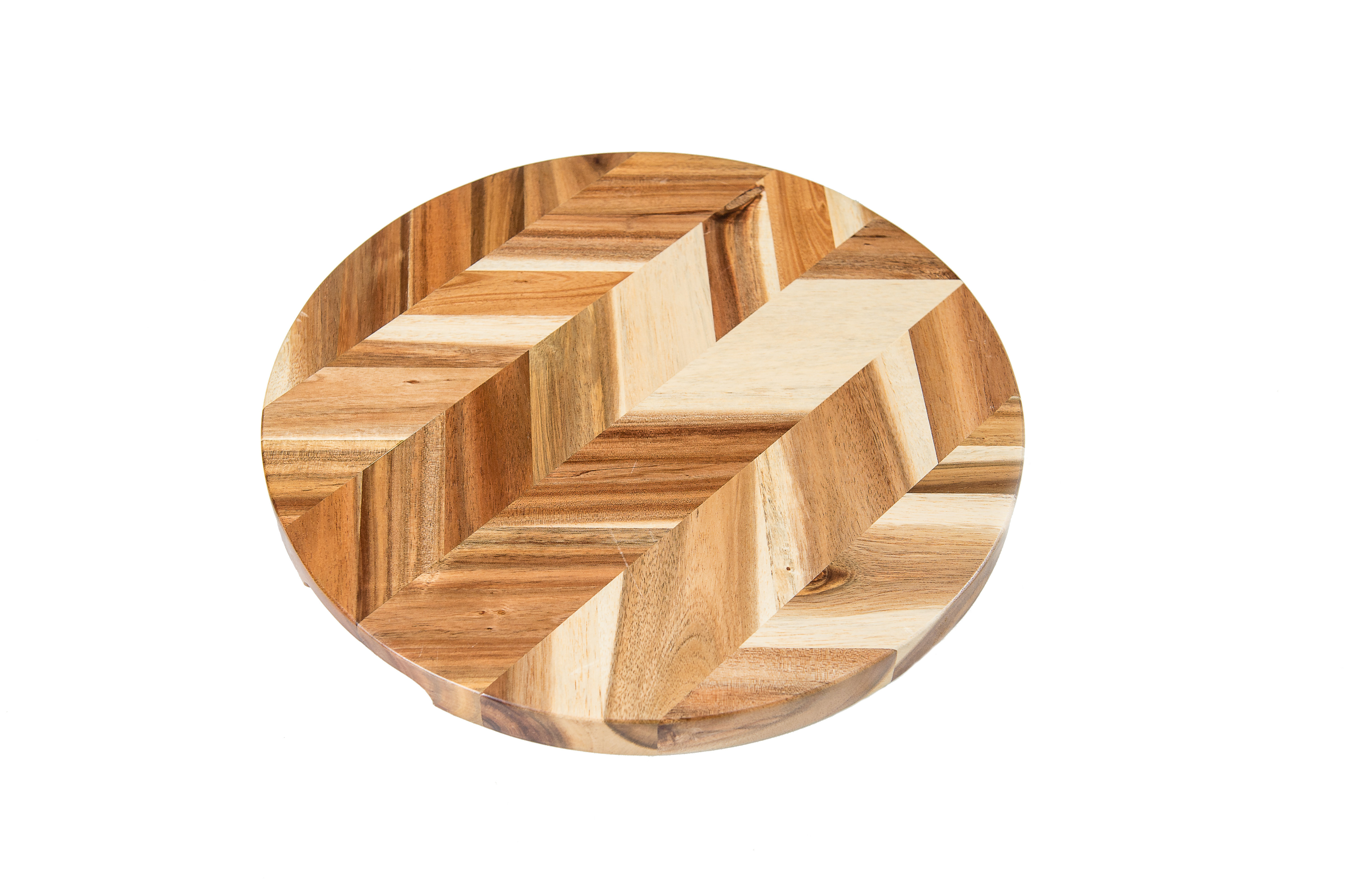 Lipper International Acacia Herringbone Round Cutting /Serve Board W