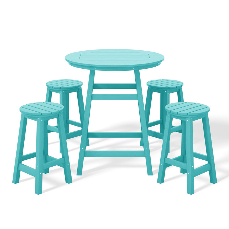 Laguna 5-Piece Round Counter Set, Teal