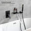 Système de douche avec métal noir mat, pomme de douche à effet pluie et douchette, fixation murale