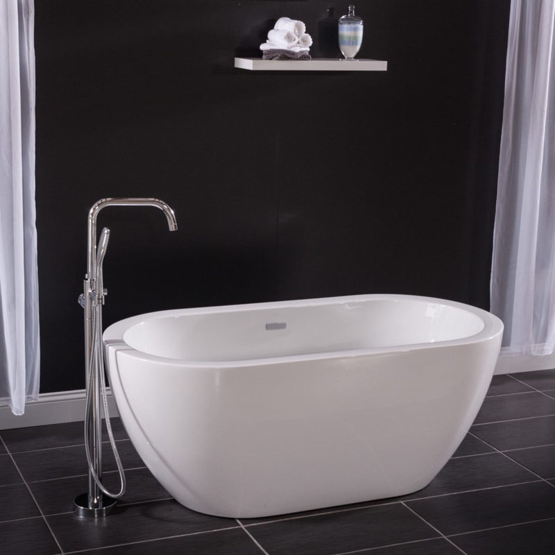 67" Free Standing Acrylic Soaking Tub with Center Drain - Drain included