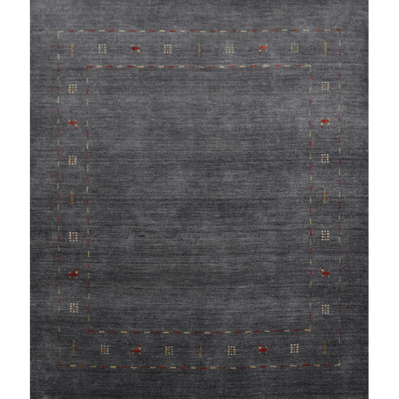 Tapis gris foncé élégant de style Gabbeh 6 x 6