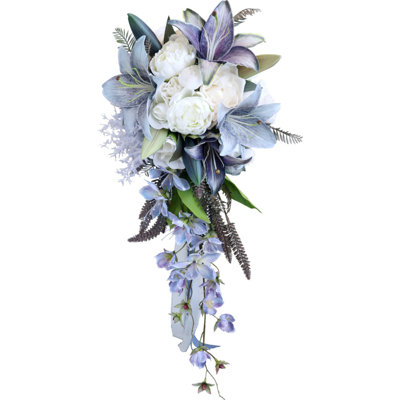 Bridal Bouquets For Bride, Artificial Flowers Bridal Bouquet Cascading Wedding Bouquets For Bride For Wedding Ceremony And Anniversary