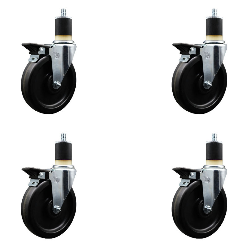 Ensemble de roulettes extensibles pivotantes Phœnol 1-7 / 8 pouces avec frein SCC