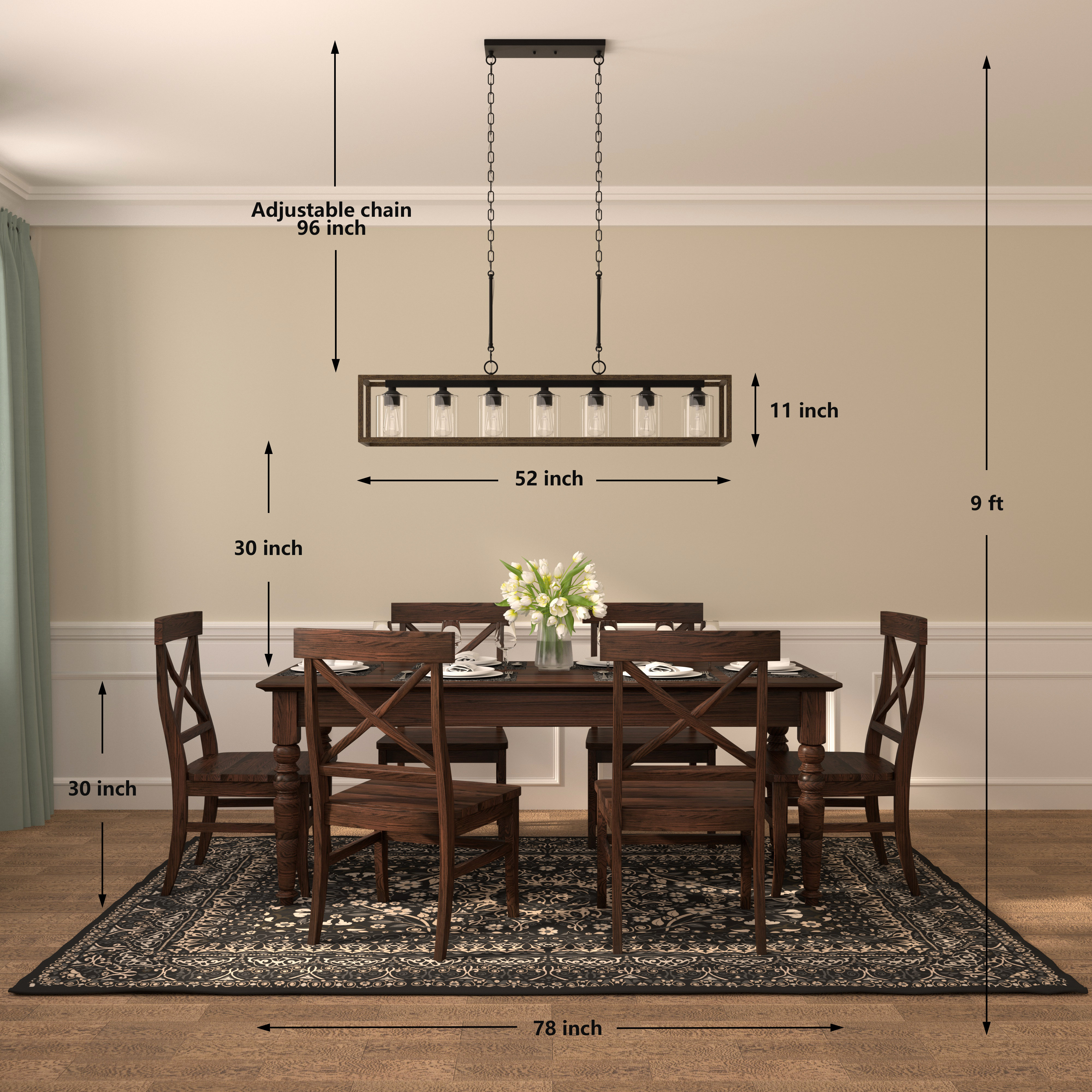Steelside™ Elutheria 7 - Light Dimmable Kitchen Island