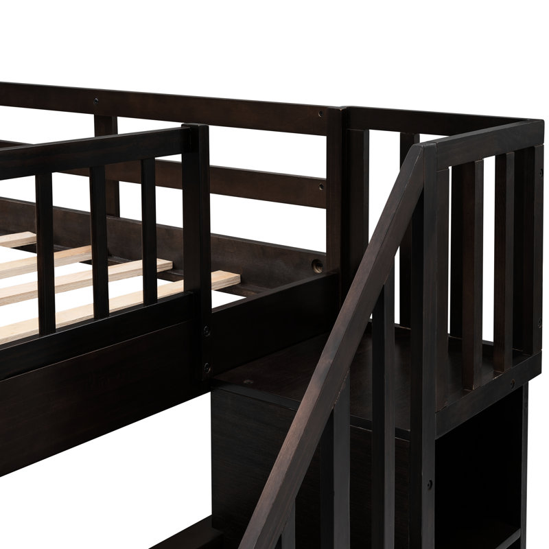 Lit superposé avec escalier, avec rangement pratique et stabilité pour la chambre à coucher et le dortoir