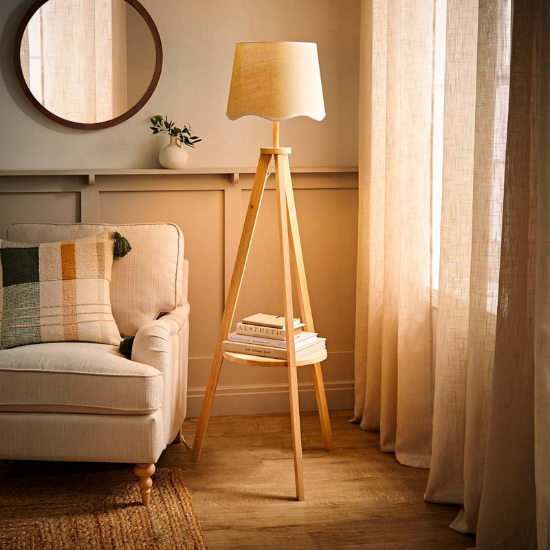 Ryelan 151cm Tripod Floor Lamp, Natural, Natural, No