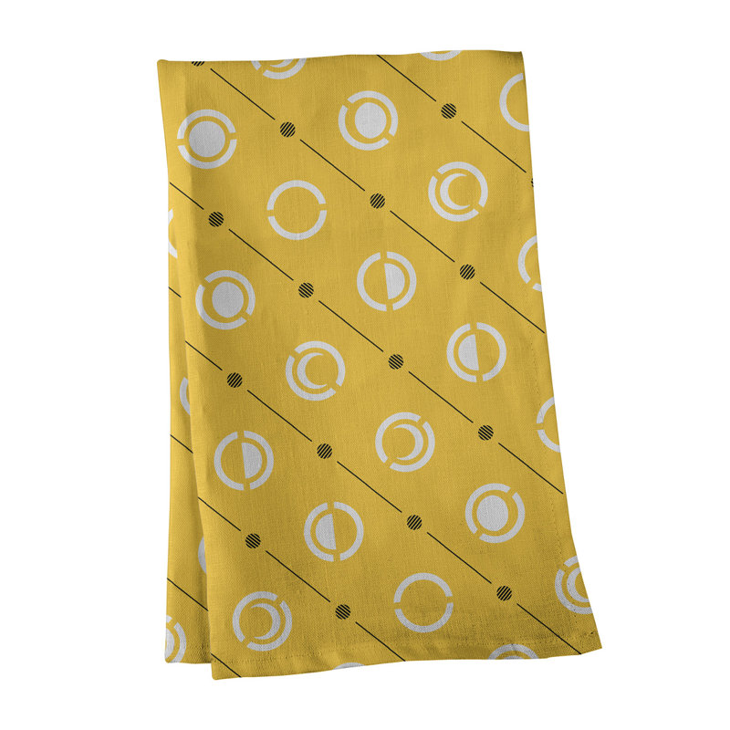 Torchon Moon phases, Jaune / noir, Polyester sergé