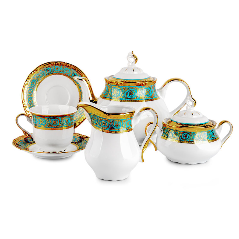 Elegant White and Gold Porcelain Teapot with Floral Design
