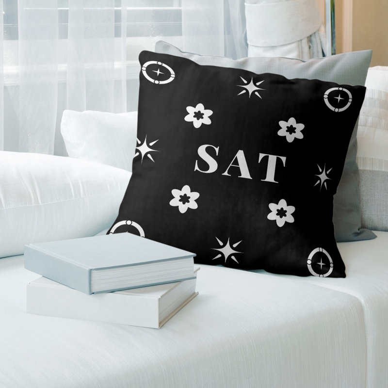 Coussin en coton San Antonio, H 26 po x l 26 po, San Antonio blanc / noir / blanc