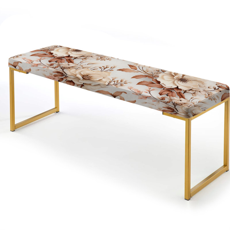 Banc rembourré or, Vintage Florals 