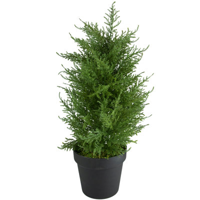 Artificial Cedar Pine Petite Arborvitae Tree in Round Pot Unlit