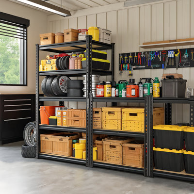  Garage Storage Shelves, Adjustable Garage Shelving Heavy Duty, 5 Tier Metal Shelving Unit, 2400 LBS Capacity, 60"H x28"W x 12"D, Basement Pantry Kitchen Warehouse