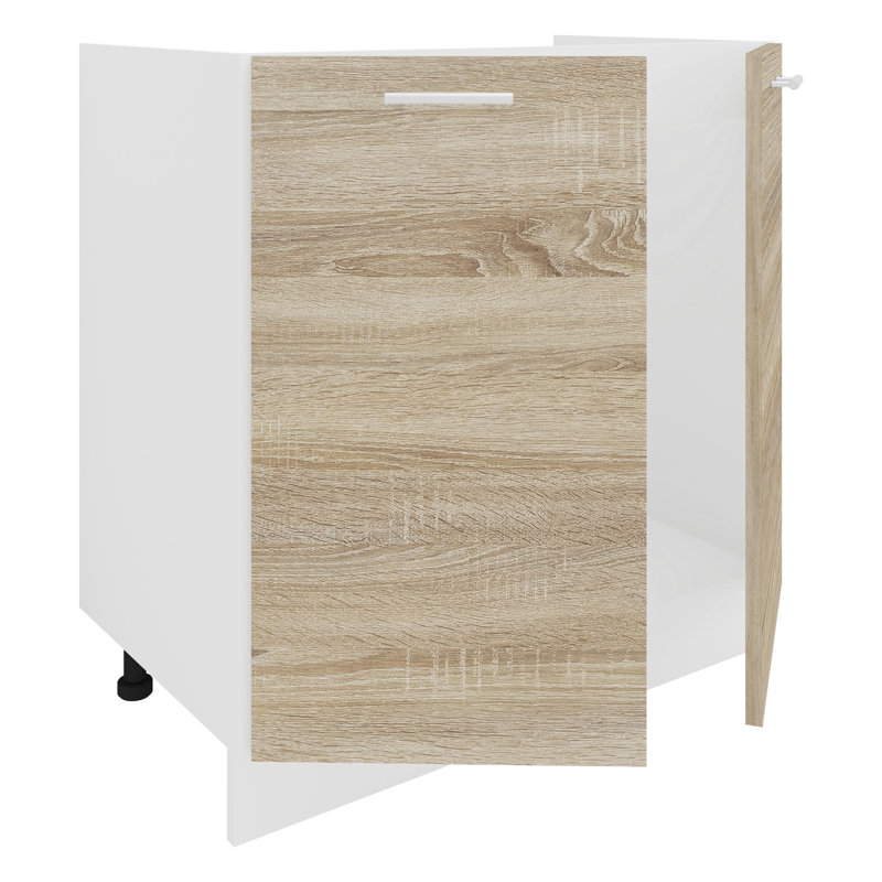 Sarette 82Cm H x 80Cm W x 46Cm D Manufactured Wood Standard Base Cabinet, White/Sonoma oak