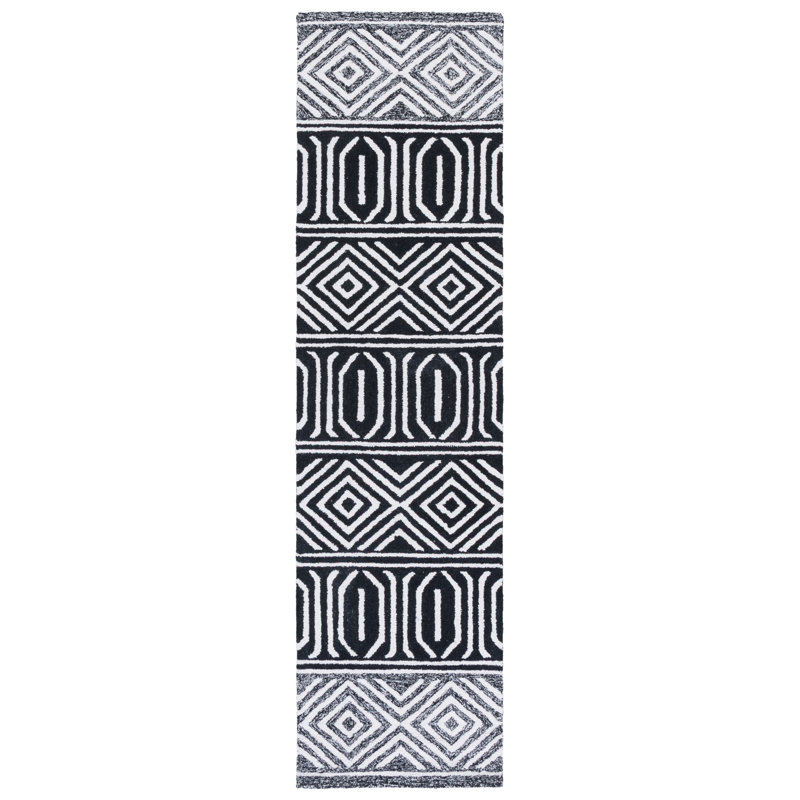 Tapis ivoire / noir Capri 702, Tapis de couloir 2 pi 3 po x 9 pi