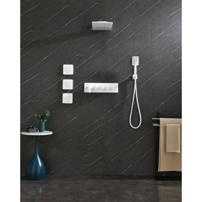 Wall Mounted Waterfall Rain Shower System With 3 Body Sprays & Handheld Shower
