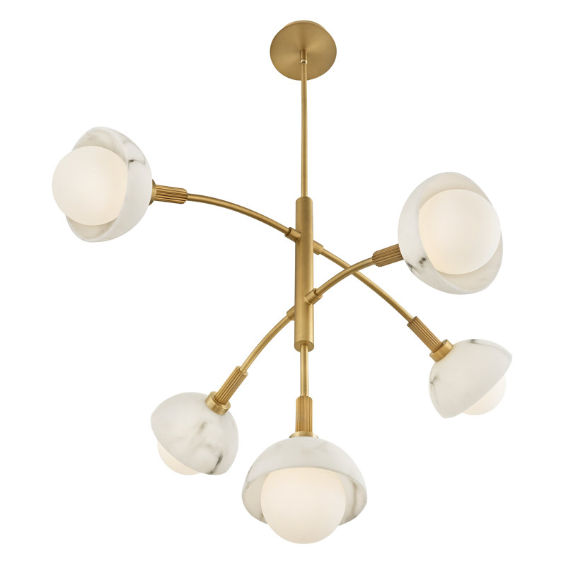 5 - Light Unique Classic Chandelier, Heritage Brass