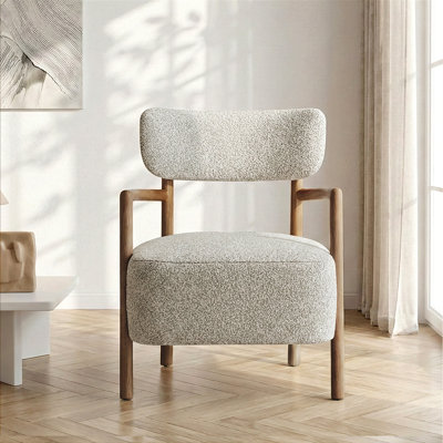 Fauteuil d'appoint rembourré de 25 po de large avec accoudoirs en bois