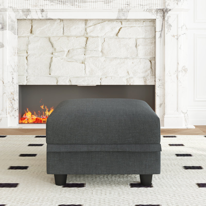 Repose-pieds de rangement en tissu Tomario, Noir