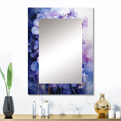 Lavande mystère Blooms I - miroir mural décoratif Violets, grand miroir traditionnel, impression d'art en métal