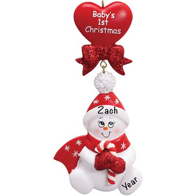 Baby's 1st Christmas Candycane Snowbaby Personalized Hanging Figurine Ornament -  The Holiday AisleÂ®, DAEDE56882E14624BBD170C5099484EB