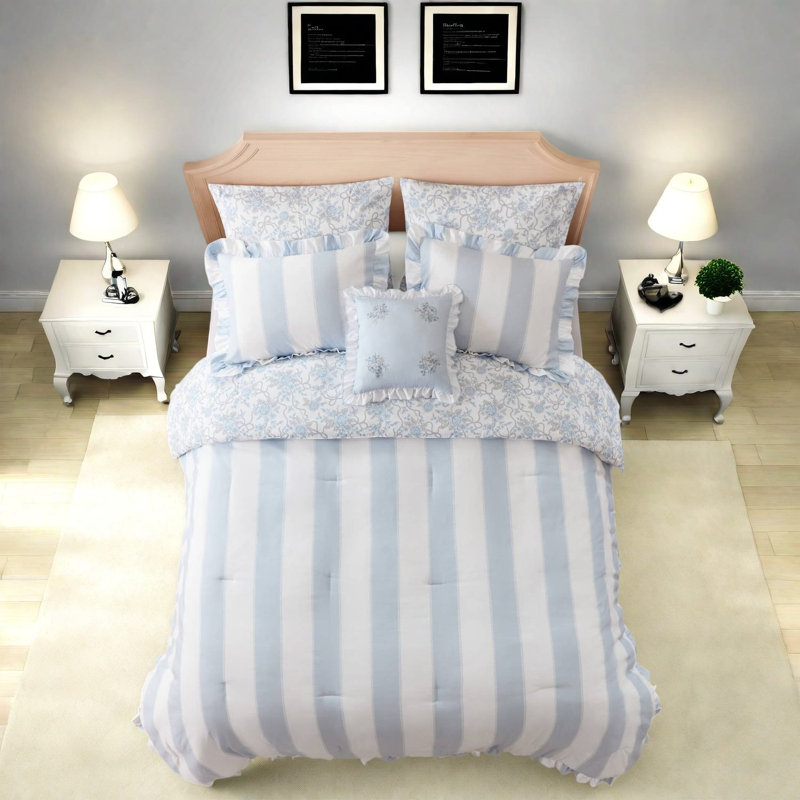 Striped and Toile Comforter Set