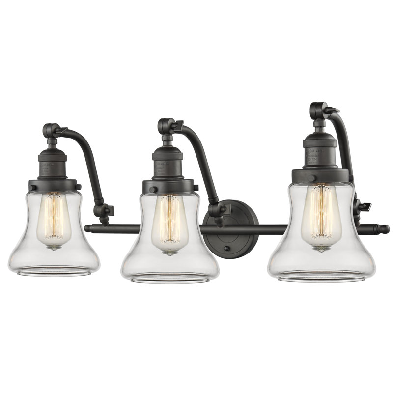 Purcellville 3 - Light Dimmable Vanity Light, Clear, Oil Rubbed Bronze, 60 Watt Vintage Incandescent Bulb