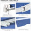 Auvent de balcon rétractable 12 pi x 10 pi, tissu 280 g / m et eau, manivelle manuelle, cadre en aluminium pour terrasse, cour, auvent de terrasse bleu foncé, surfaces variées