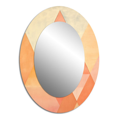 Peachy Pyramids Shapes - Pink Modern Oval Wall Mirror