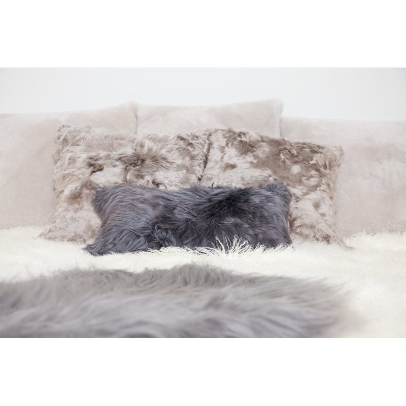 Feather Throw Pillow, Light Gray