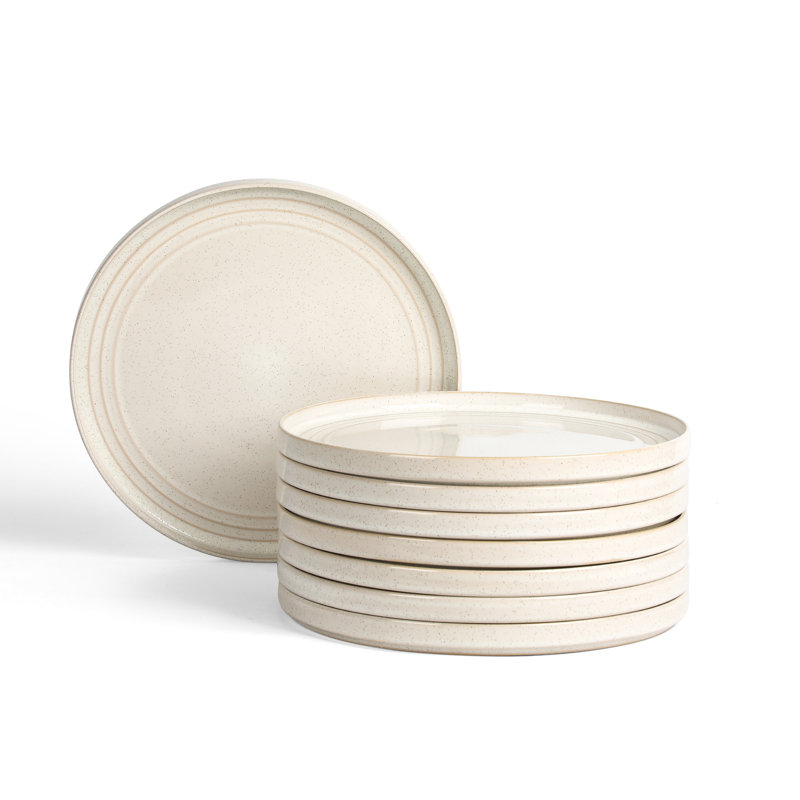 Ensemble d'assiettes en grès 8 pièces Stone Lain Claire, Blanc