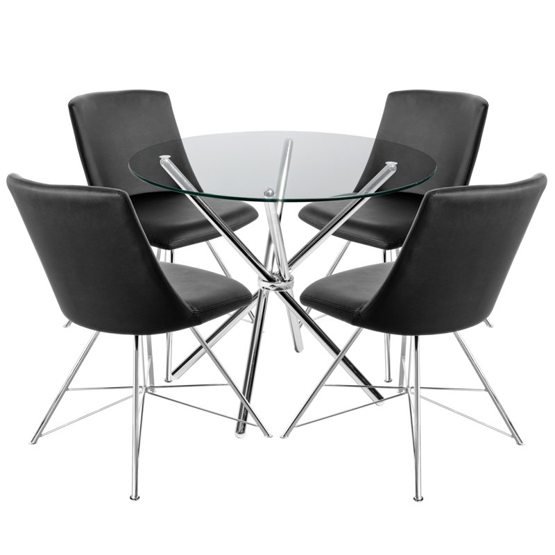 Pollak 4 - Person Dining Set, Chrome